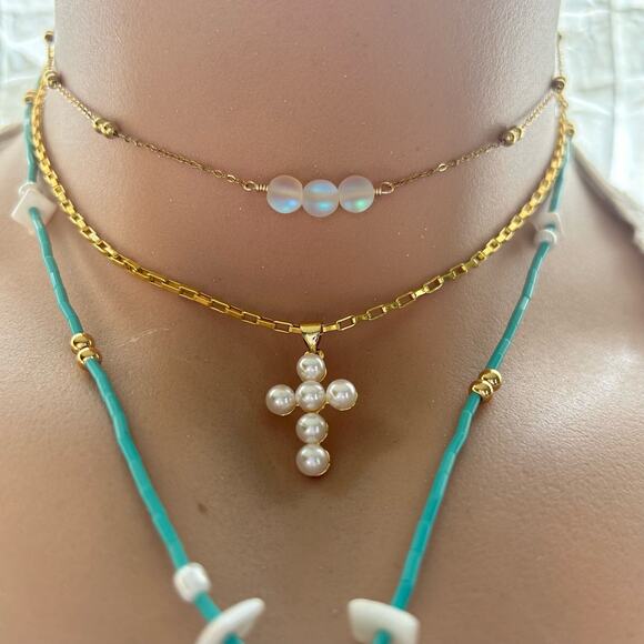 Dainty mermaid choker necklace beach jewelry handmade gold plated non-tarnish - Picture 3 of 4